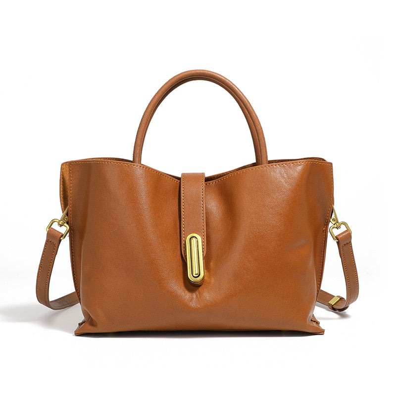 Genuine Cowhide Niche Commuter Crossbody Tote for the Elegant Woman