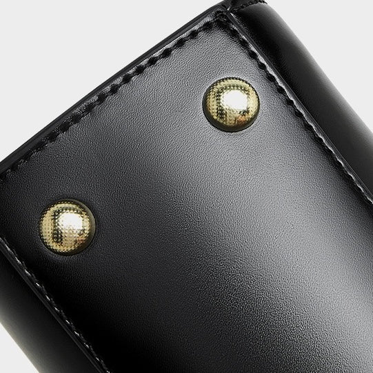 Elegant Leather Mini Commuter Tote with Dual Clasp Closure