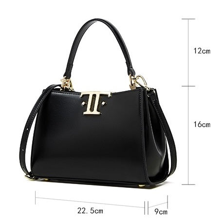 Elegant Leather Mini Commuter Tote with Dual Clasp Closure