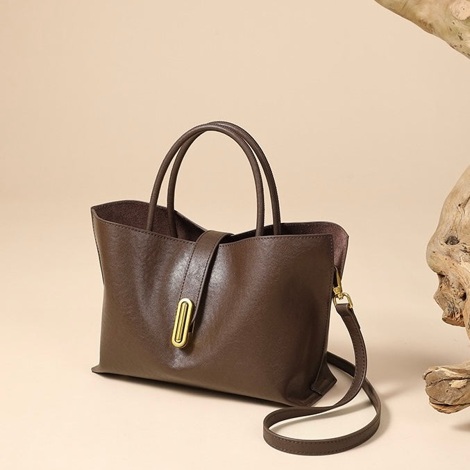 Genuine Cowhide Niche Commuter Crossbody Tote for the Elegant Woman