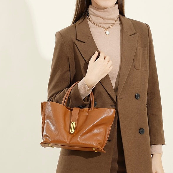Genuine Cowhide Niche Commuter Crossbody Tote for the Elegant Woman