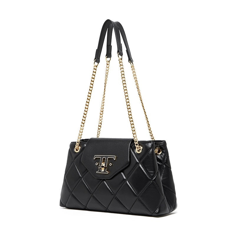 Chic Genuine Leather Chain Shoulder Crossbody Bag for Effortless Elegance