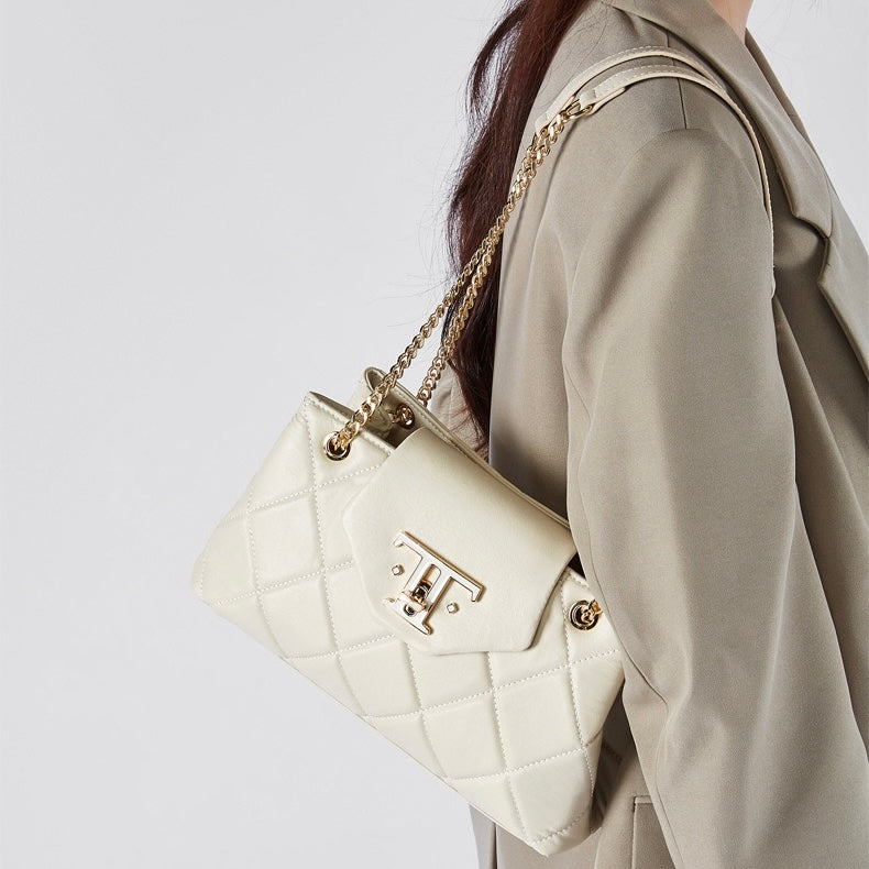 Chic Genuine Leather Chain Shoulder Crossbody Bag for Effortless Elegance