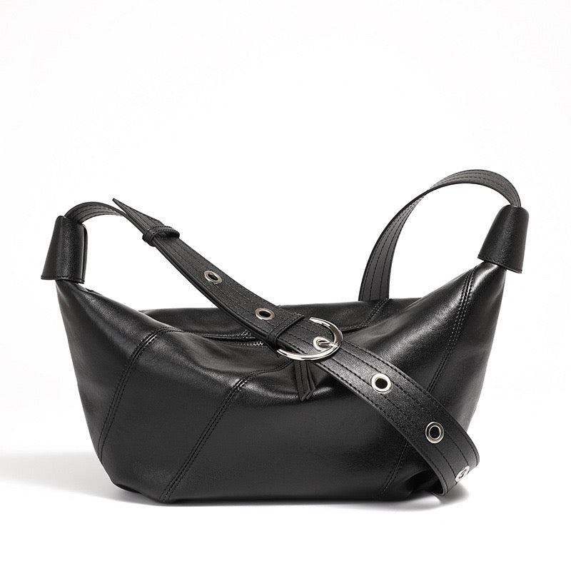 Opulent Genuine Leather Croissant Crossbody Dumpling Bag