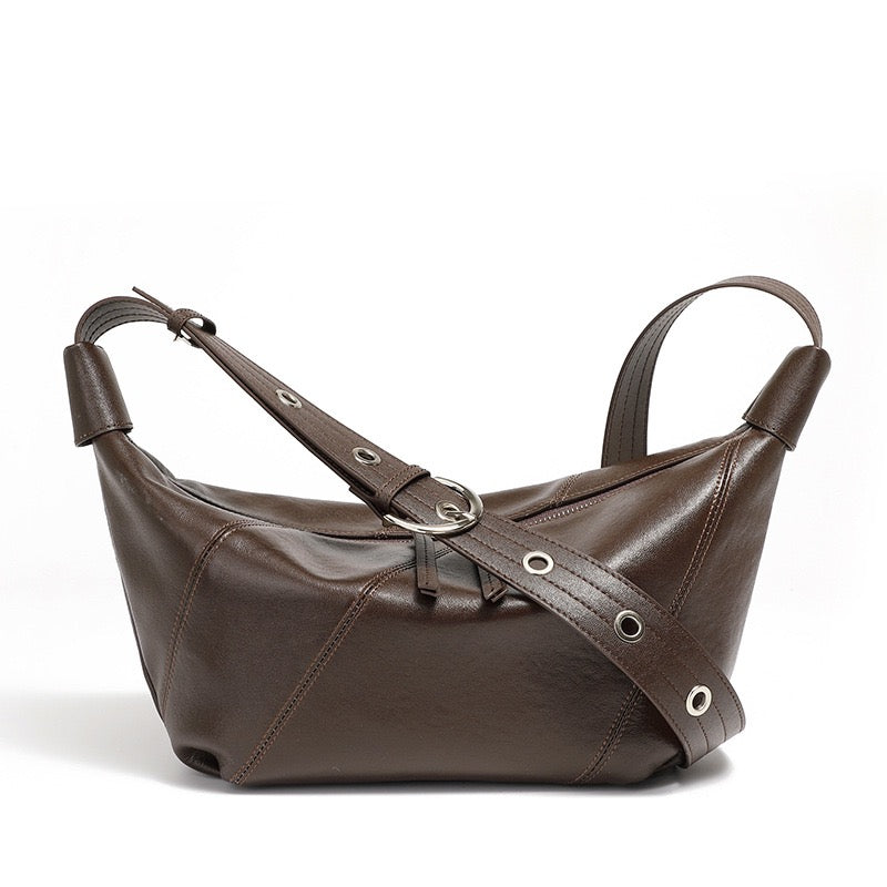 Opulent Genuine Leather Croissant Crossbody Dumpling Bag