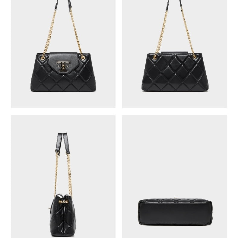 Chic Genuine Leather Chain Shoulder Crossbody Bag for Effortless Elegance