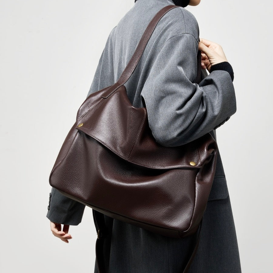 Retro Luxe Leather Minimalist Tote Bag