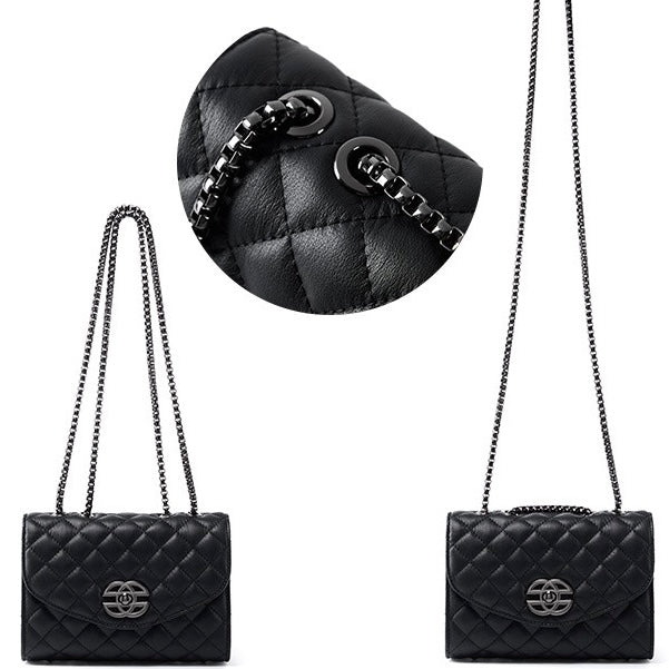 Chic Premium Top-Grain Leather Crossbody Bag with Chain Strap