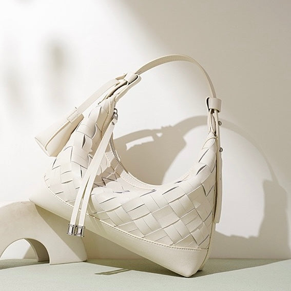 Woven Dumpling Shoulder & Crossbody Bag in Genuine Leather