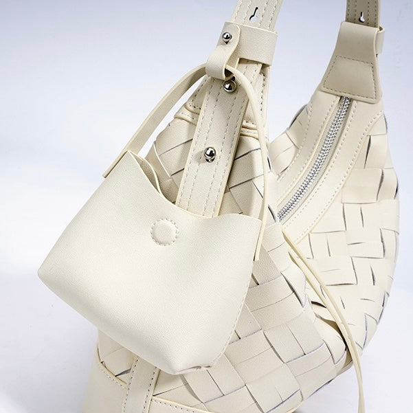 Woven Dumpling Shoulder & Crossbody Bag in Genuine Leather
