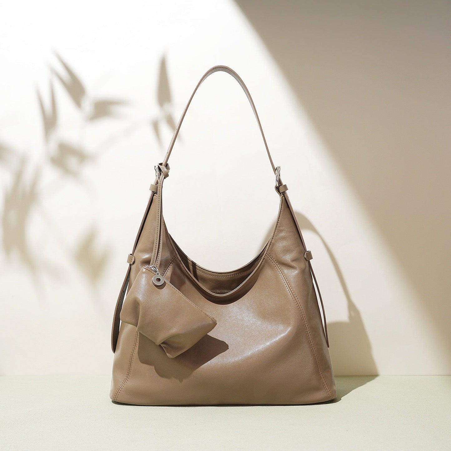 Genuine Leather Minimalist Slouchy Shoulder Bag