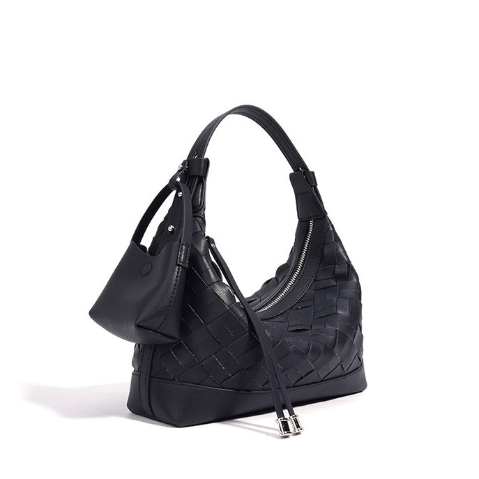 Woven Dumpling Shoulder & Crossbody Bag in Genuine Leather