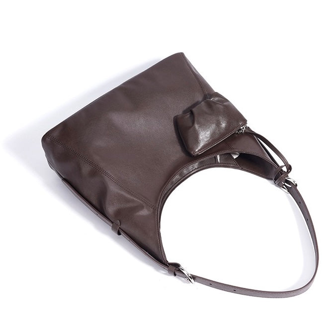 Genuine Leather Minimalist Slouchy Shoulder Bag