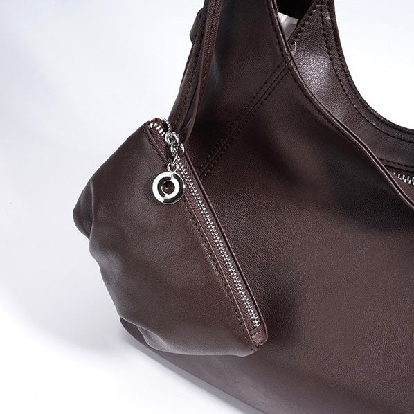 Genuine Leather Minimalist Slouchy Shoulder Bag