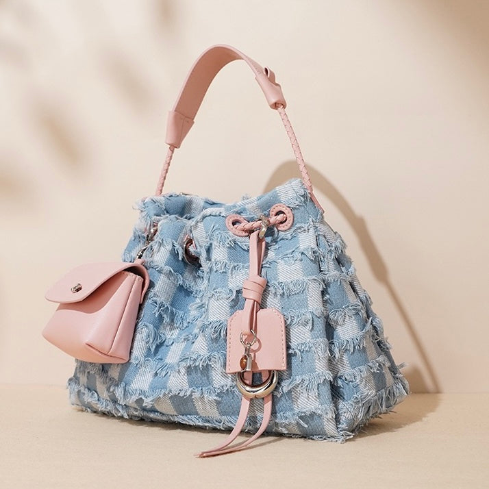 Women's Luxe Leather & Denim Colorblock Crossbody Bag