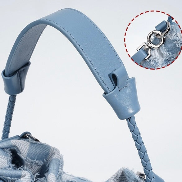 Women's Luxe Leather & Denim Colorblock Crossbody Bag