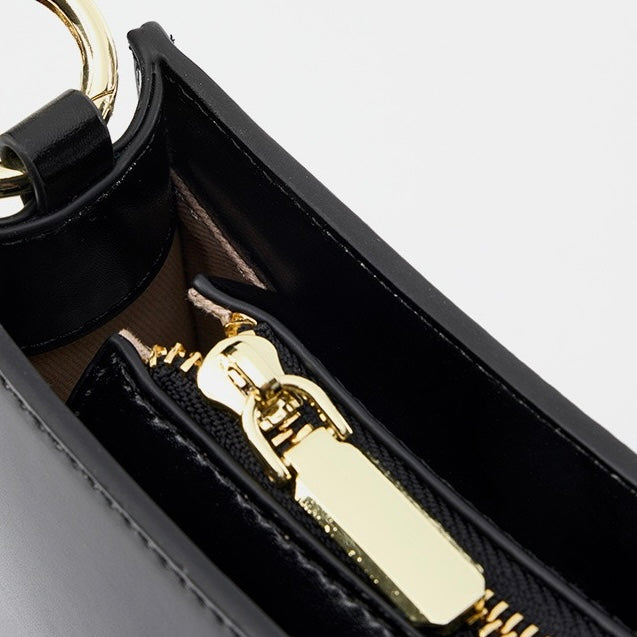 Elegant Genuine Leather Underarm Baguette Bag