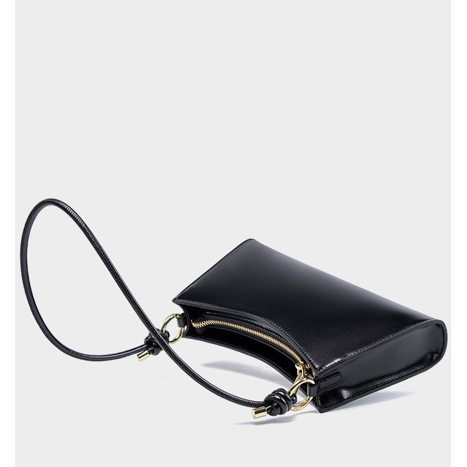 Elegant Genuine Leather Underarm Baguette Bag