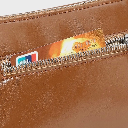 Vintage Genuine Leather Geometric Patchwork Crossbody Bag