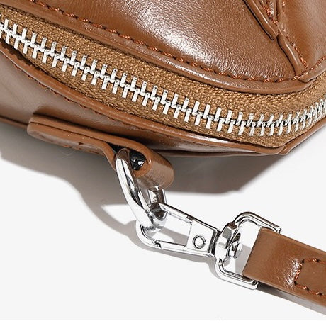 Vintage Genuine Leather Geometric Patchwork Crossbody Bag