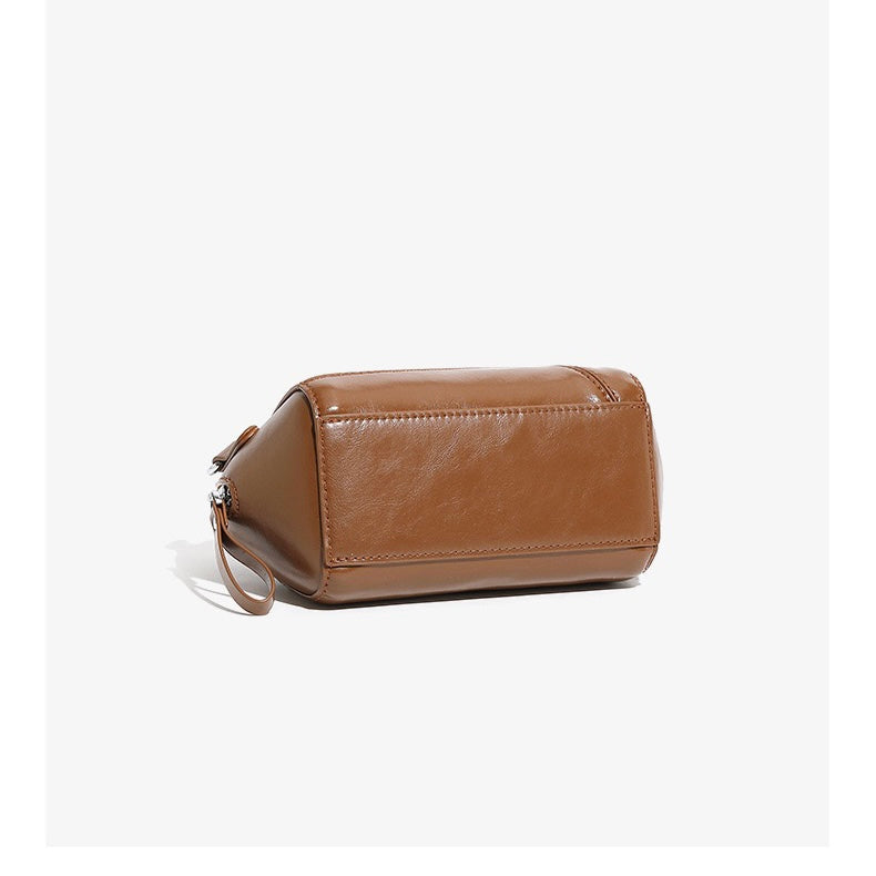 Vintage Genuine Leather Geometric Patchwork Crossbody Bag