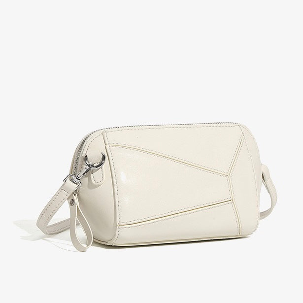 Vintage Genuine Leather Geometric Patchwork Crossbody Bag