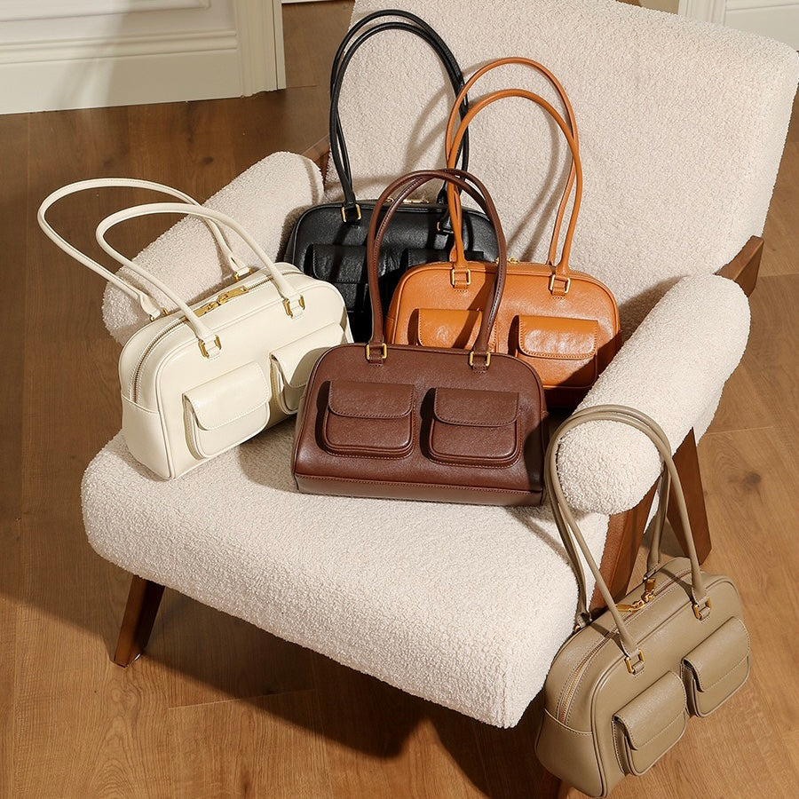 Timeless Vintage Leather Bowling Bag for Women