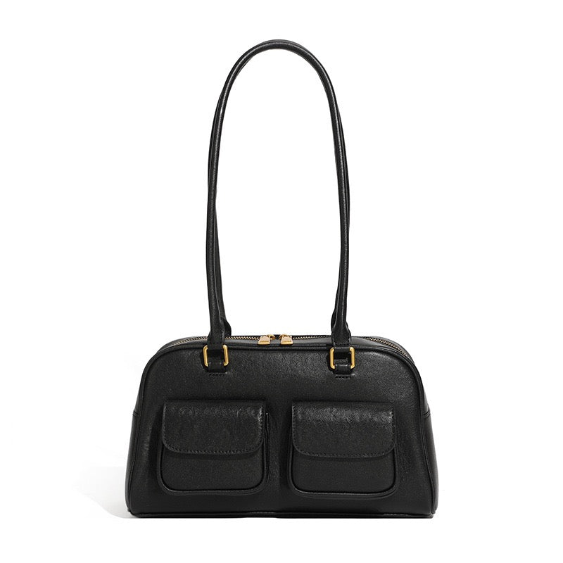 Timeless Vintage Leather Bowling Bag for Women