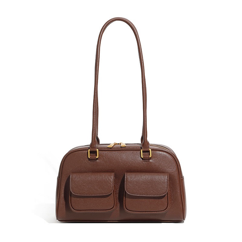 Timeless Vintage Leather Bowling Bag for Women