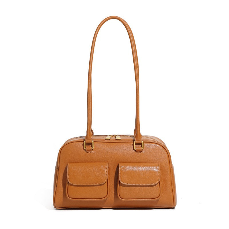 Timeless Vintage Leather Bowling Bag for Women