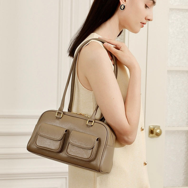 Timeless Vintage Leather Bowling Bag for Women