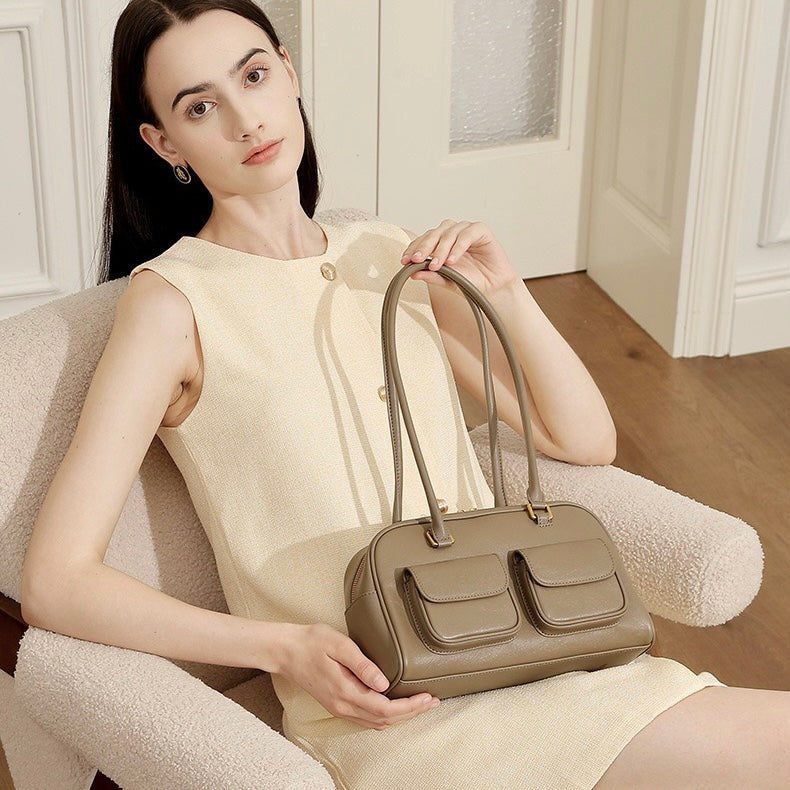 Timeless Vintage Leather Bowling Bag for Women