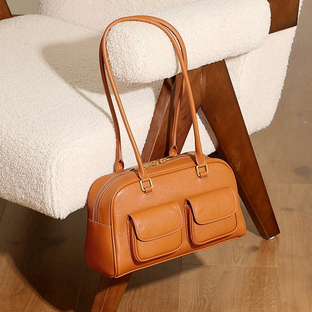 Timeless Vintage Leather Bowling Bag for Women
