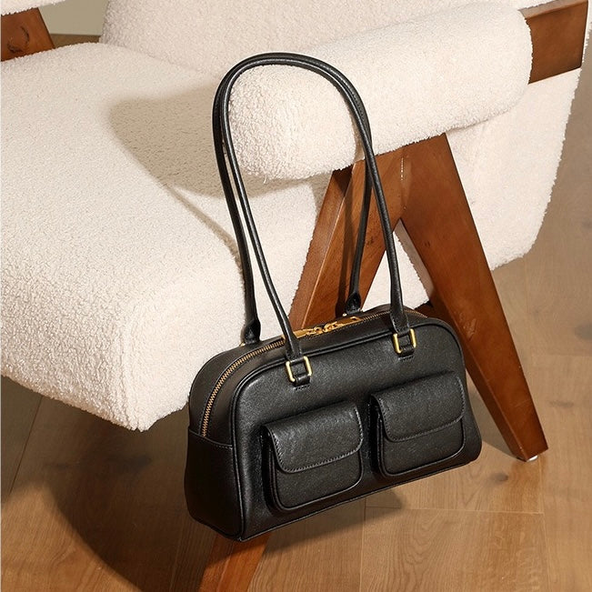 Timeless Vintage Leather Bowling Bag for Women