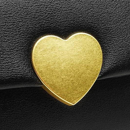 Elegant Genuine Leather Heart-Buckle Shoulder Bag