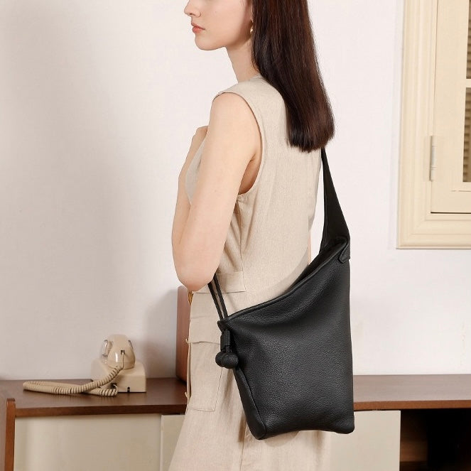 Asymmetric Luxe Slouchy Horn Shoulder Crossbody Bag