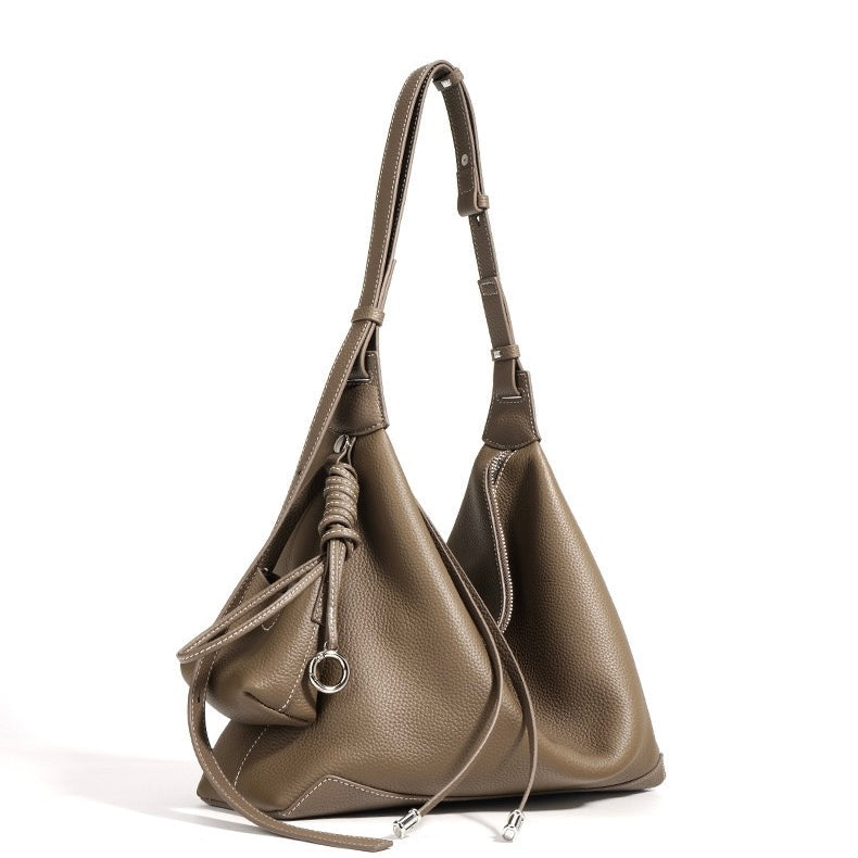 Elegant Genuine Leather Minimalist Dumpling Tote Handbag