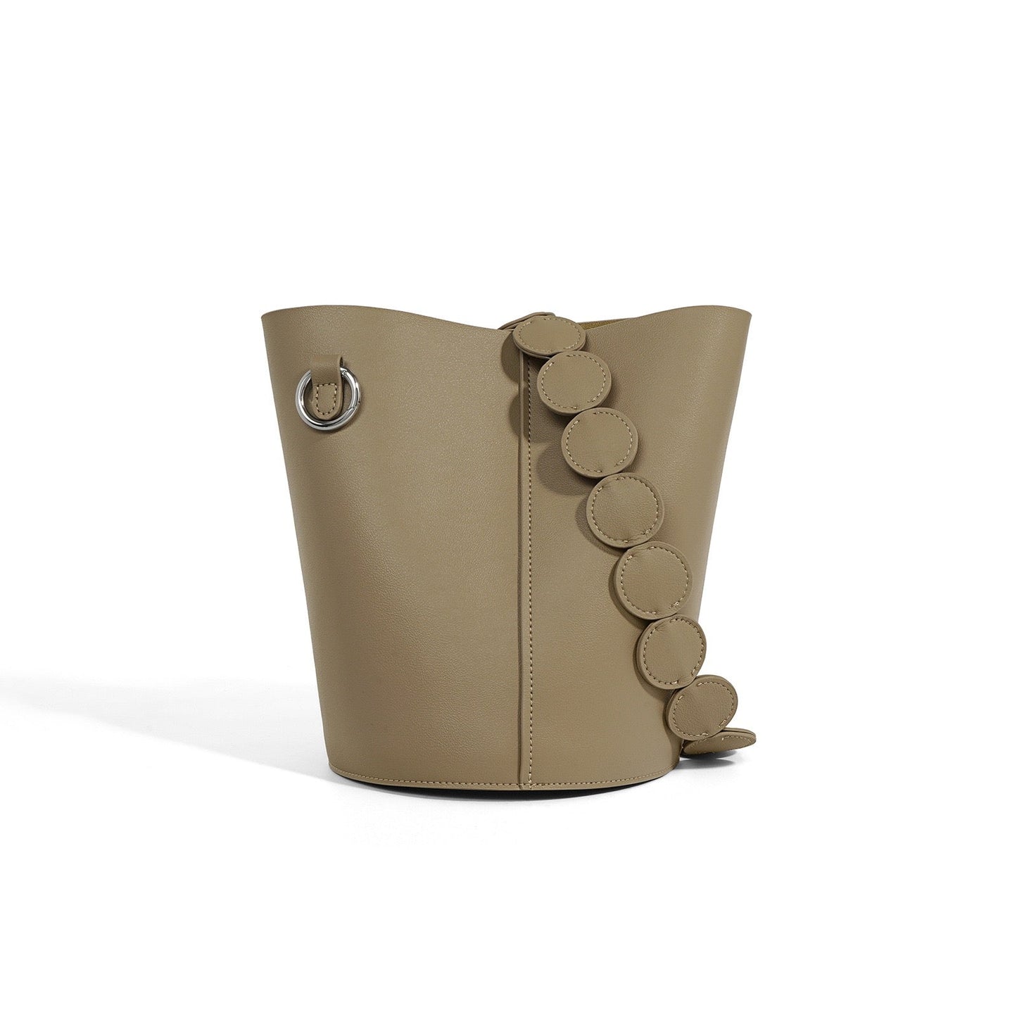 Elegant Women's Genuine Leather Bucket Bag with Adjustable Strap