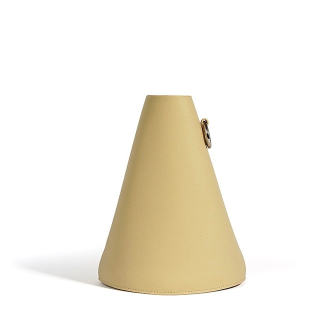 Elegant Women's Genuine Leather Bucket Bag with Adjustable Strap