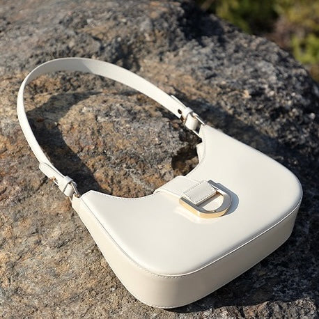 Soft Top-Grain Leather Minimalist Baguette Shoulder Bag