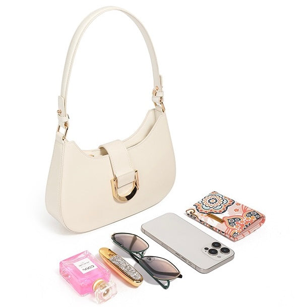 Soft Top-Grain Leather Minimalist Baguette Shoulder Bag