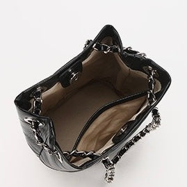 Quilted Genuine Leather Chain Bucket Bag for Elevated Style