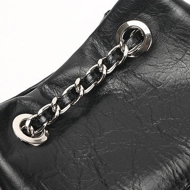 Quilted Genuine Leather Chain Bucket Bag for Elevated Style