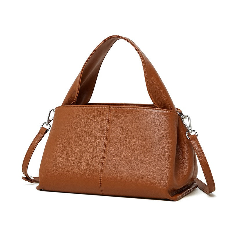 Vintage Elegance: Women's Genuine Leather Top-Grain Shoulder Bag