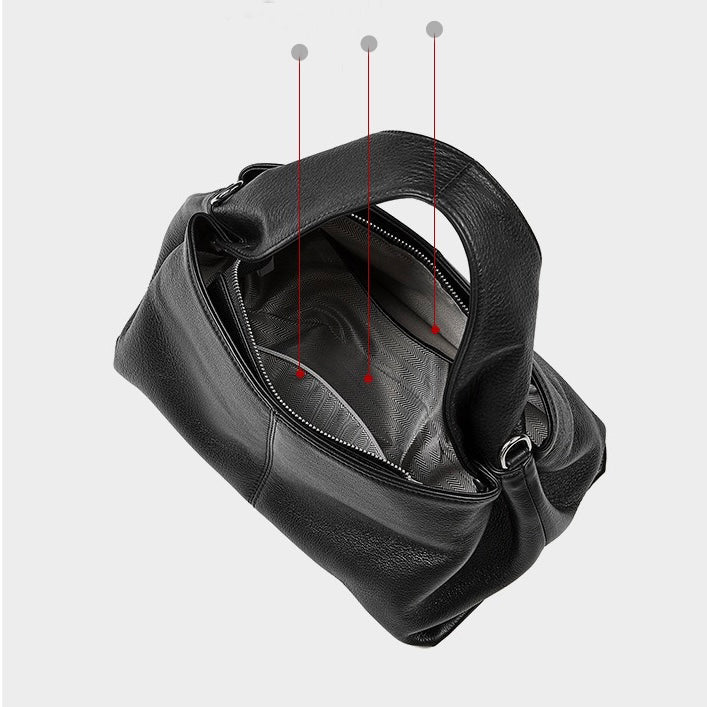 Vintage Elegance: Women's Genuine Leather Top-Grain Shoulder Bag