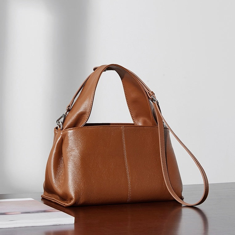 Vintage Elegance: Women's Genuine Leather Top-Grain Shoulder Bag