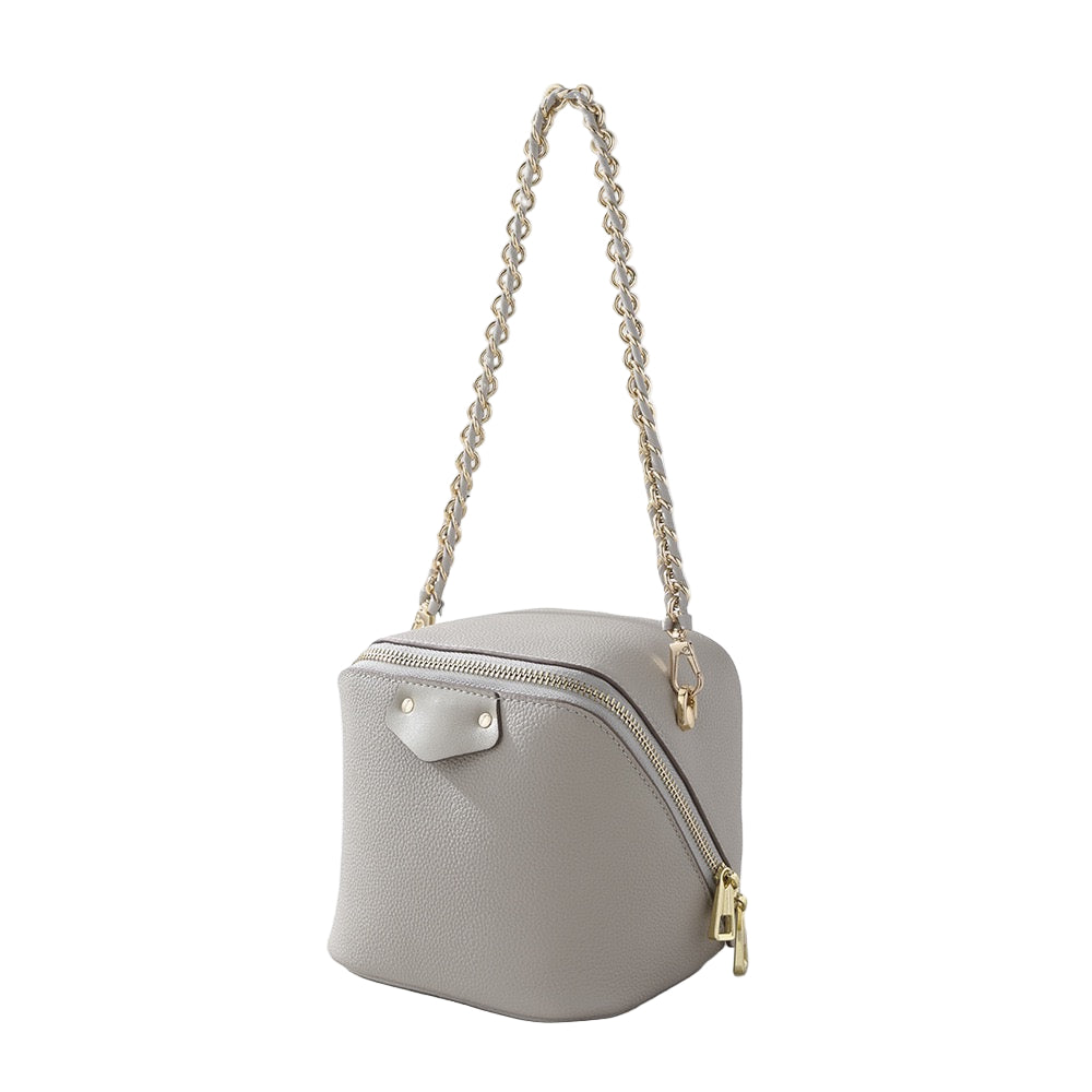 Women's Luxe Genuine Leather Square Elephant Bucket Bag