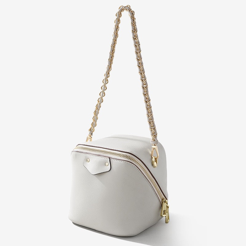 Women's Luxe Genuine Leather Square Elephant Bucket Bag