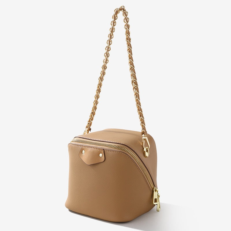 Women's Luxe Genuine Leather Square Elephant Bucket Bag