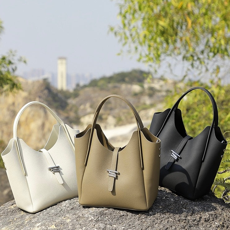 Elegant Genuine Leather Minimalist Commuter Crossbody Bag